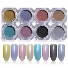 1 коробка голографический блестящий для ногтей порошок Блестящий Радужный лазер хром пигмент акриловый порошок Типсы для маникюра художественное украшение