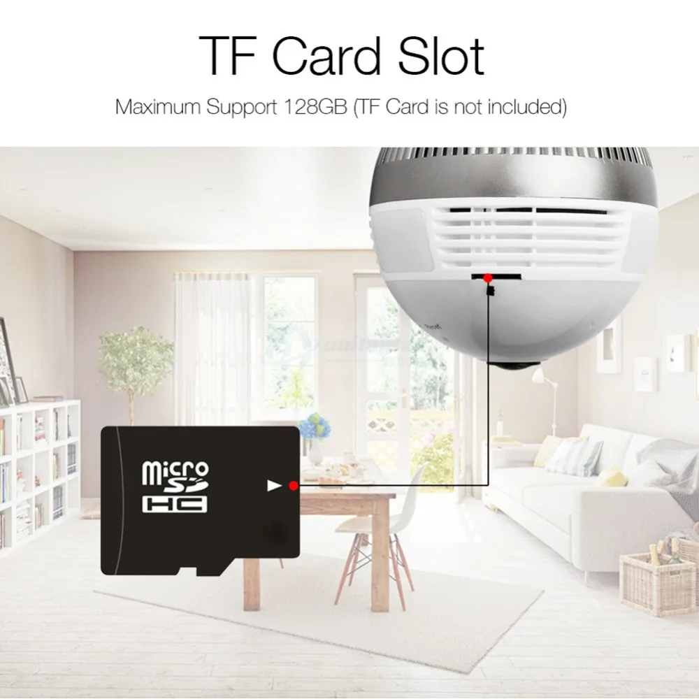 UNITOPTEK ламповый светильник беспроводная ip камера 960P 1080P 3MP 5MP Wi Fi рыбий глаз 360