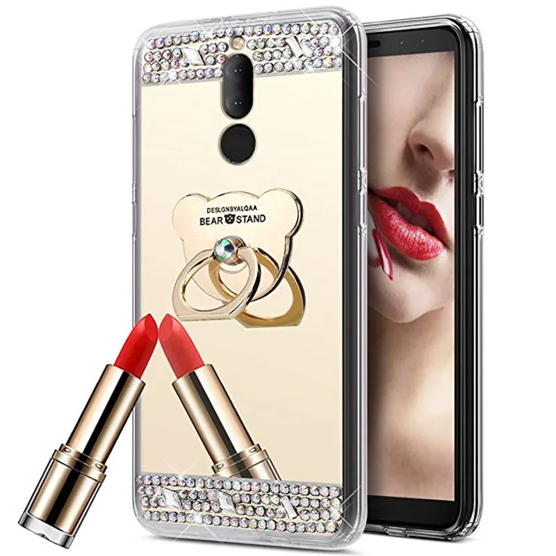 Зеркальный чехол для Huawei honor 10 lite 5A 8A 5X 8X Mate 20 p20 pro Bling Чехол держатель с кольцом NOVA 4