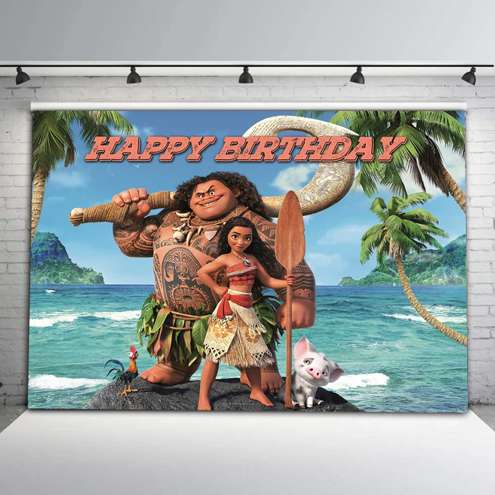 

Moana Maui theme Birthday Party Backdrop Moana Sea island Background Photography Girls Birthday Cake Table banner Decoration