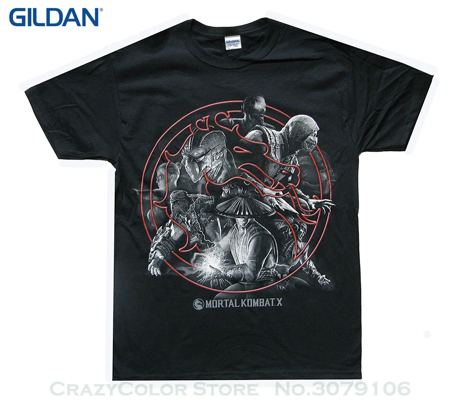 

Short Sleeves Cotton Fashion T Shirt Free Shipping Mortal Kombat Circular Montage Men's Black Shirt