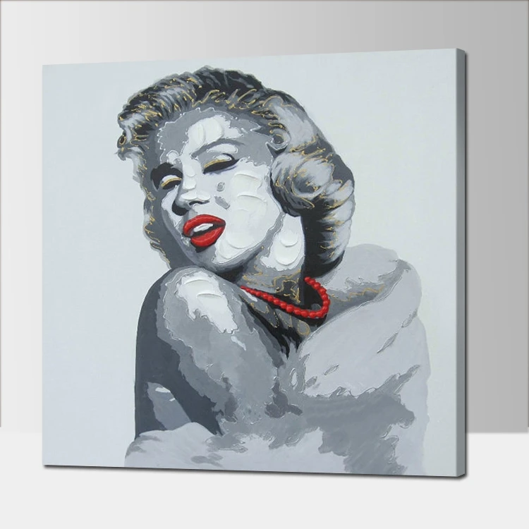 

large 100% Handmade Dropshipping Heavy Texture Modern Sexy Marilyn Monroe Home Decoration Canvas Painting Picture for Wall Art