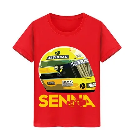

Car Racing World Champion Legend kid Tshirt Ayrton Senna Helmet T-Shirts Boy Girl t shirt Teenager surf clothes Children top Tee