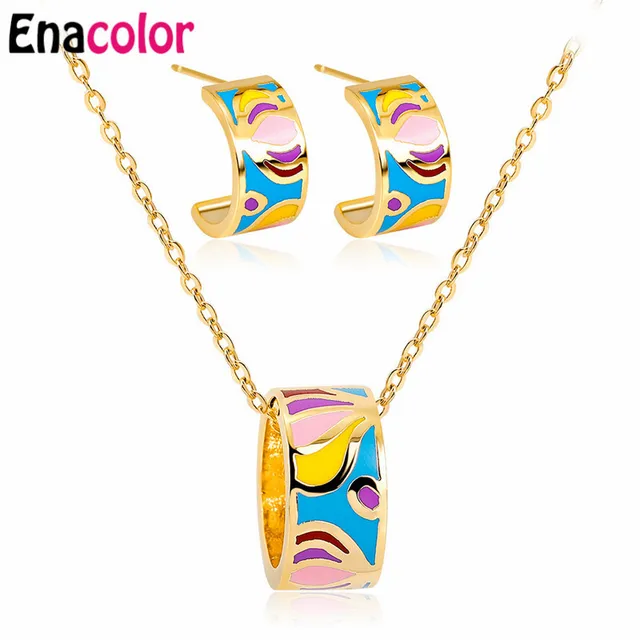 Enacolor Новый Дизайн горячий воздух воздушный шар Neckless колошения Золотой цвет эмали