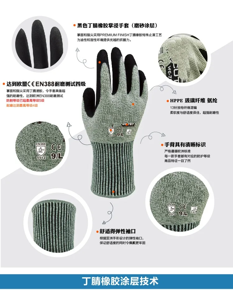 Супер устойчивые к порезам защитные перчатки 12 пар нитриловая резиновая перчатка Sandy окунутая огранка устойчивая Анит вырезать рабочие перчатки