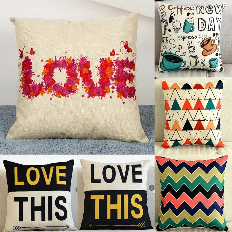 

Letter Love Home Cotton linen Pillowcase Black White pillow cover bed Nordic decorative pillow case almofadas 45x45cm