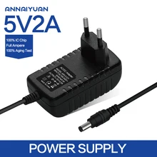 1PCS 5V2A New AC 100V-240V Converter Adapter DC 5V 2A 2000mA Power Supply EU Plug DC 5.5mm x 2.1mm Free post shipping