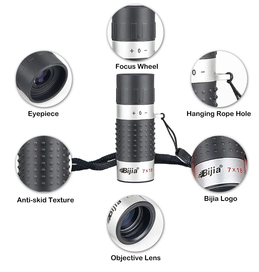Bijia 7x18 Высокое разрешение ультра-Светильник Мини Монокуляр Карманный переносной размер для взрослых и детей