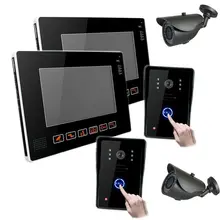 9″ TFT LCD Wired Video Audio Intercom Doorbell Video Door Phone Bell Access Control With 2 CCTV Camera for Home Security System