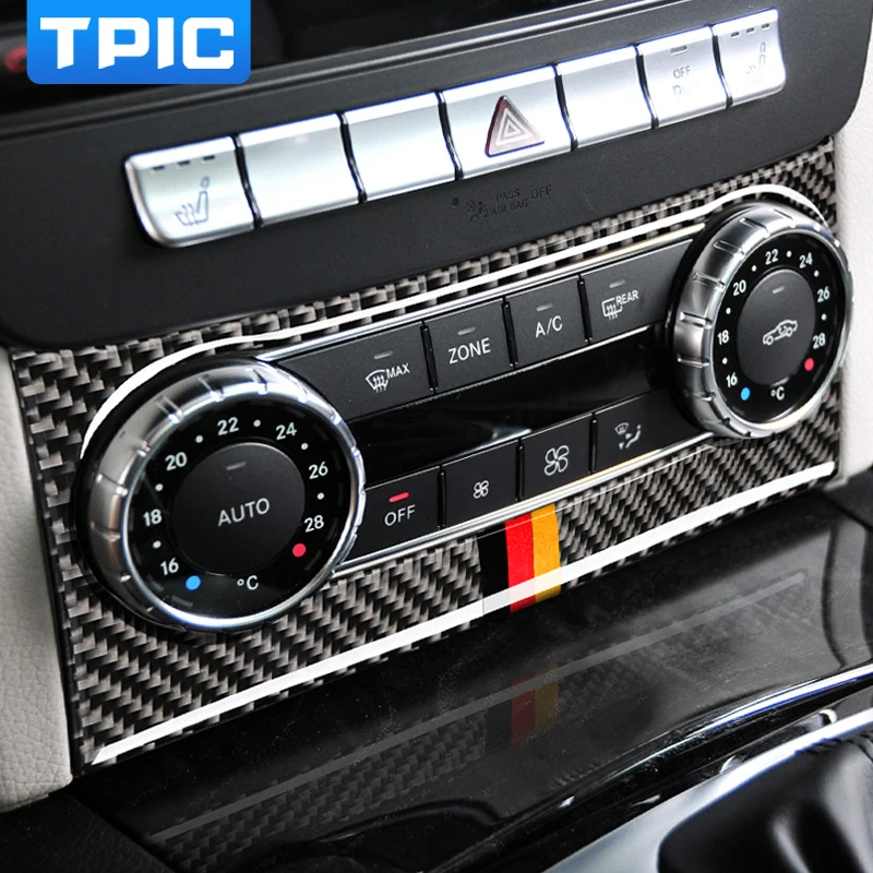 

TPIC Carbon Fiber car accessories Air Conditioning Outlet control car interior For mercedes W204 C Class 2011-2013 Car Styling