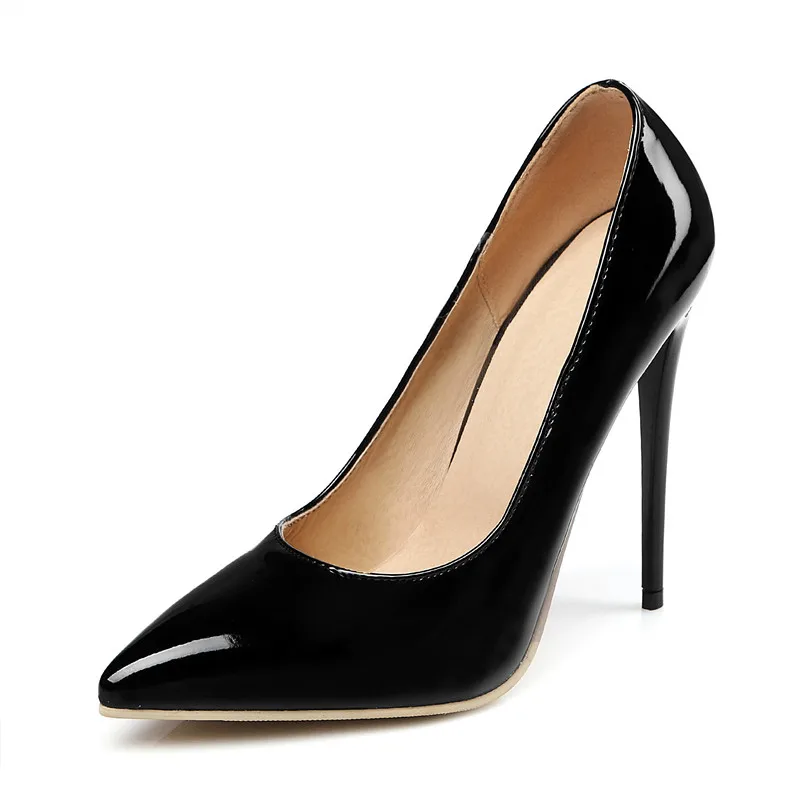 Туфли на очень высоком каблуке женские туфли-лодочки черного и белого цвета пикантные красные свадебные туфли с острым носком без застежки Большие размеры 12, 13, 16, американский стиль