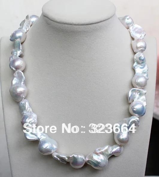 

18" 28mm REAL HUGE AAA WHITE SOUTH SEA WHITE keshi reborn PEARL necklace