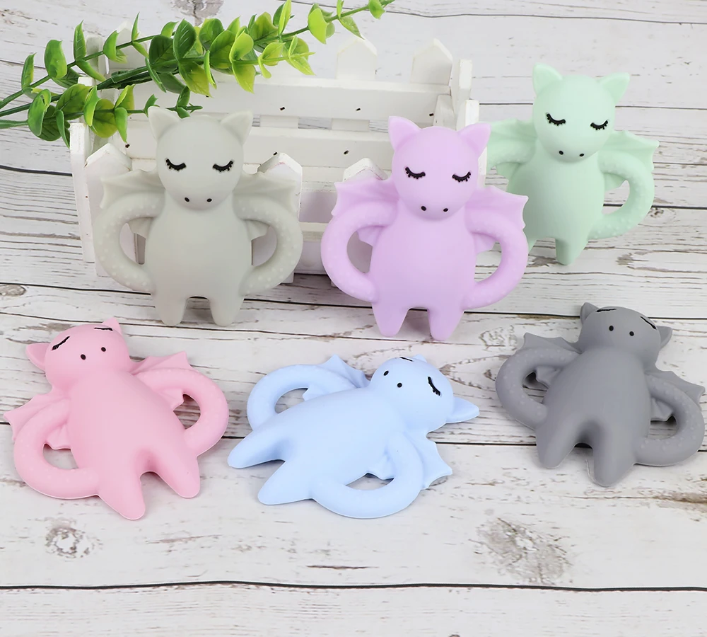 

5pc Silicone Teether for Baby Animal Bat BPA FREE Baby Teething Pendant with Pacifier Chain DIY Cartoon Nursing Infant Gifts