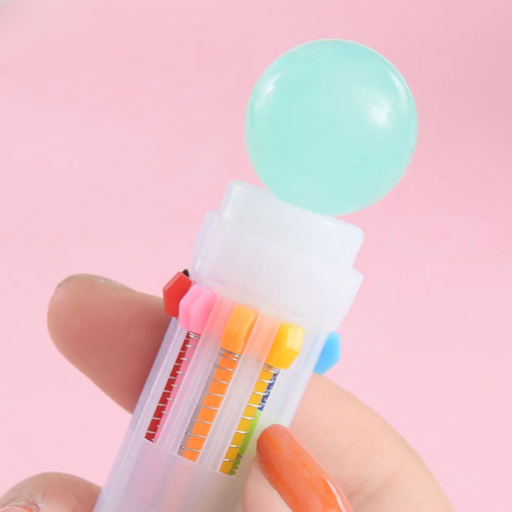 Kawaii многоцветная шариковая ручка многофункциональная 10 в 1 конфетный цвет пресс шариковая ручка Креативные Школьные принадлежности Ручки корейские канцелярские принадлежности