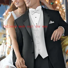 Классические Terno тонкие Модные Черные смокинги для жениха с двумя пуговицами лучшие мужские для шаферов костюмы для выпускного вечера мужские свадебные(пиджак+ брюки+ жилет+ галстук