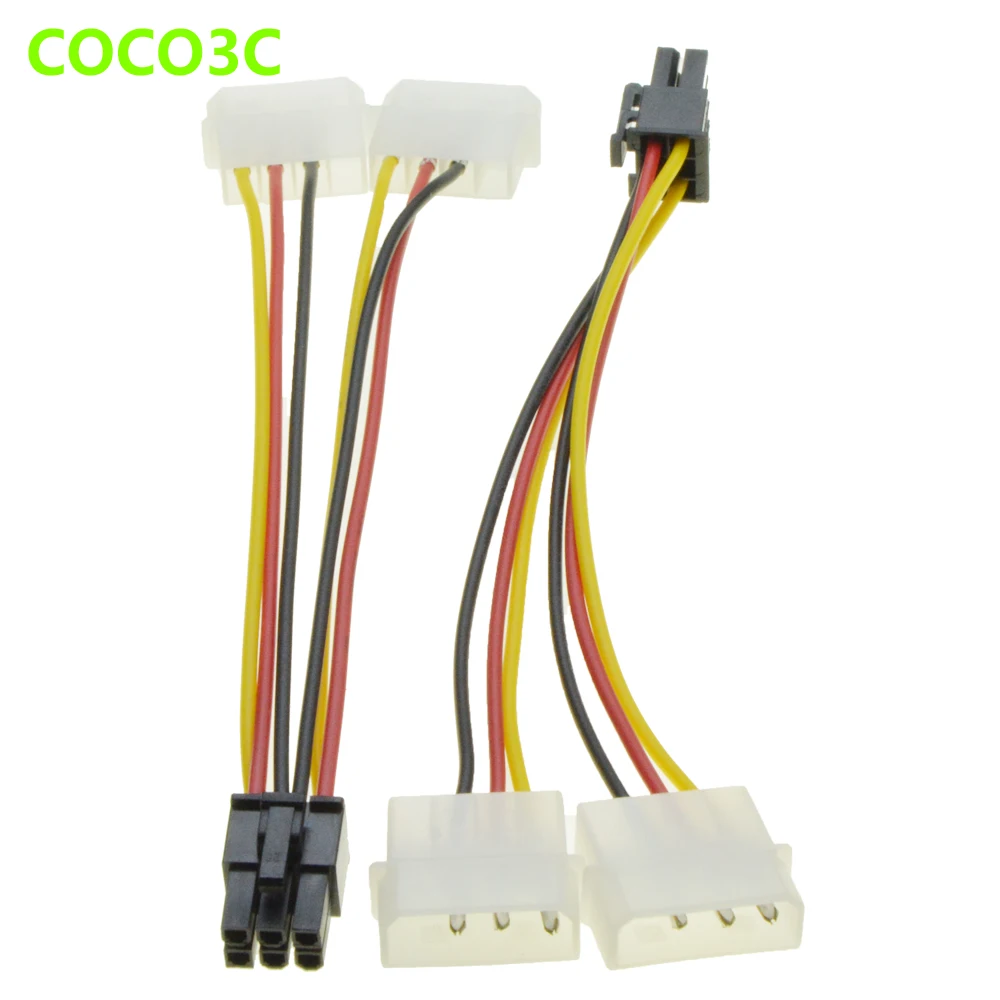 6 Pin Male 1 to 2 Molex 4Pin IDE Male Power Supply Cable Graphics Card