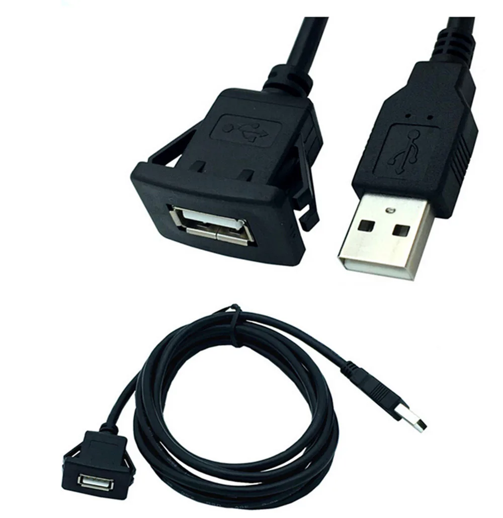 

Car Dash Flush Mount USB male to square female Extension Cable