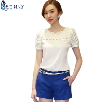 

Liva Girl Chiffon Blouse Female Korean Beading Shirts Ladies Blusas Tops Shirt White Blouses Slim Fit Tops