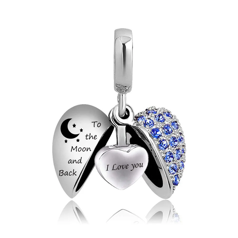 Angel Wing Cremation Jewelry I Love You to The Moon and Back Locket Urn Ashes Necklace Keepsake Memorial Pendant Stainless Steel