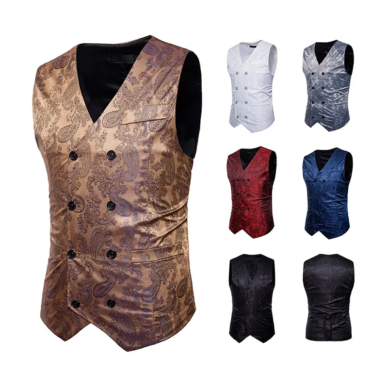 

New Arrival Mens Waistcoats Slim Fit Men Vest Suit 2019 Fashion Paisley Coletes Chaleco Hombre For Party Wedding