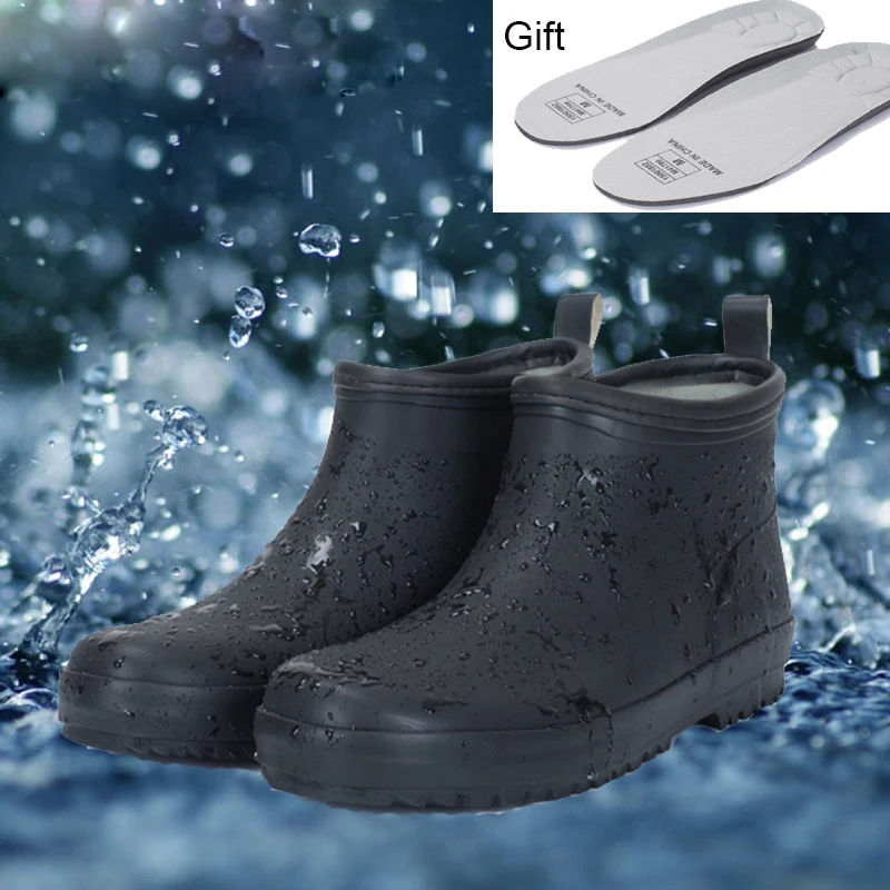 2017 new sale short black rubber rain boots man garden boots winter