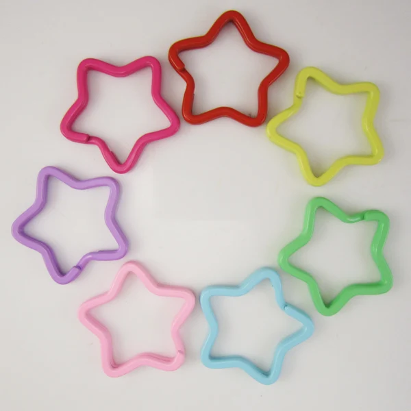 

10 of the Hearts and 10 of the Stars in Mixed Colors Paint 33mm Split Key Ring Key Chains