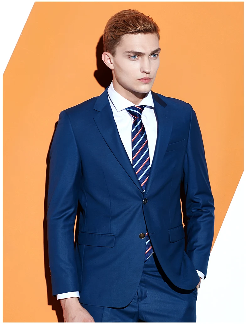 2020 New Navy Blue Men's Business Suits Blazer Set Wedding Suits Slim Fit for Men Blazer Men Notched Lapel 2 Pieces Two Buttons