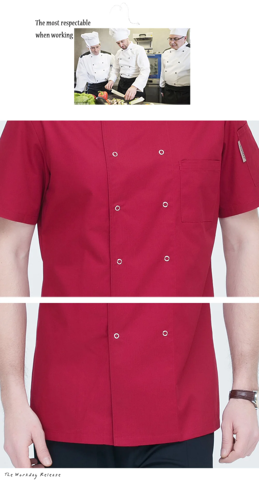Унисекс высокого качества с короткими рукавами рабочая одежда шеф-повара двубортная еда обслуживание шеф-повара Униформа Ресторан