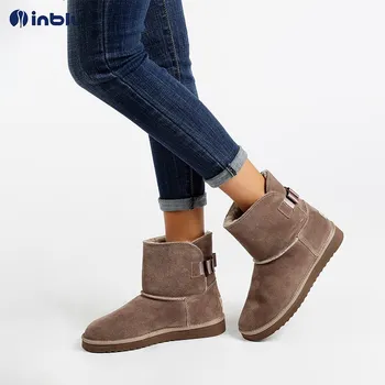 

Leather ankle boots with fur and bow-Taupe