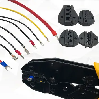 

4 In 1 Multi Wire Crimper Tools Kit Engineering Ratchet Terminal Crimping Plier alicate lacrador 4 Spare Terminals