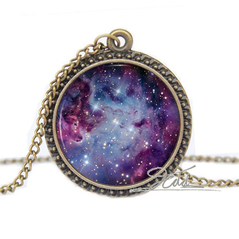 Femmes Nébuleuse Soleil Céleste Croissant Galaxie Pendentif Chaîne Collier Bijou Femmes Nébuleuse Soleil Céleste Croissant Galaxie Pendentif Chaîne Collier Bijou