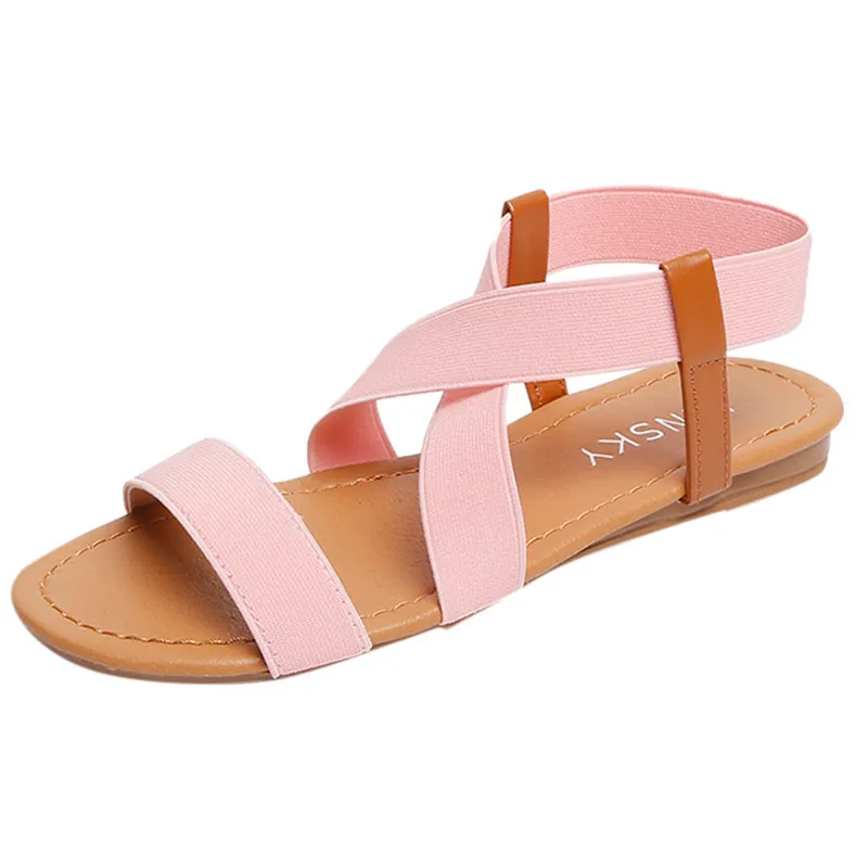 women sandals 2019 hot fashion Low Heel Anti Skidding Beach Shoes Cross Strap Sandals Peep-toe Sandals Casual female shoes New