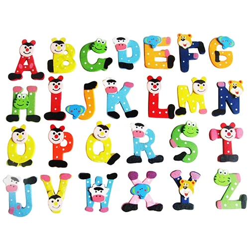 26x Alphabet Animal Wooden Fridge Magnet Educational Study