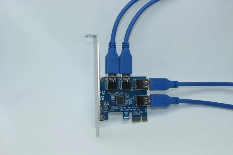 Multiplicador de Riser 1x para 4 Porta Pcie Pci-e Express Card Adaptador Hub w - 1.96ft Usb 3.0 Cabo Drop Grátis 16x - Imagem 3