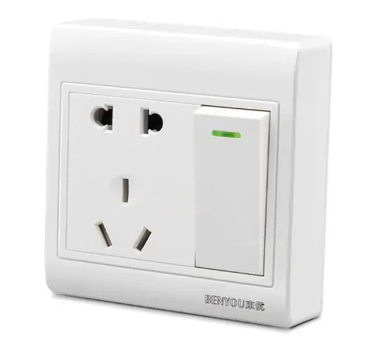 

86 type wall mounted switch socket panel 1 open with 5 holes five holes power single control home Ming box