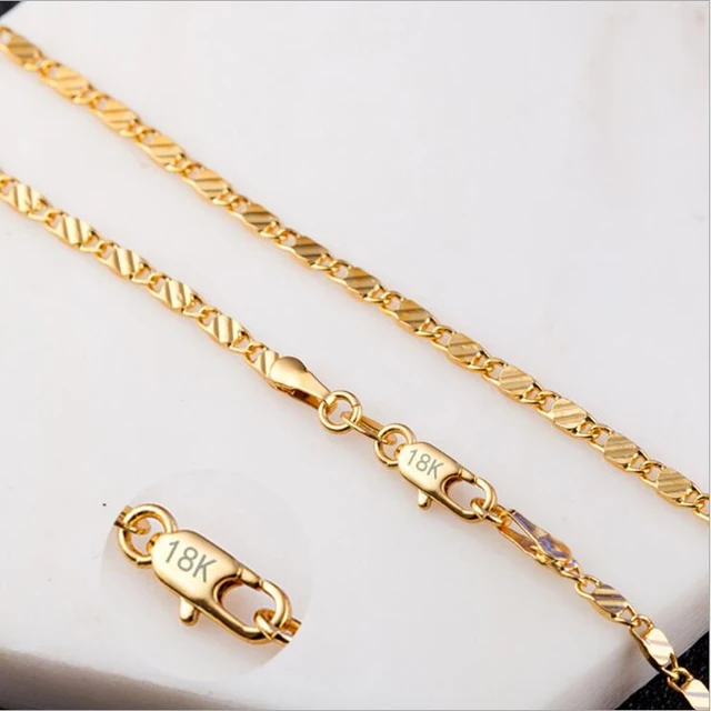 Gold-Color Chain Necklace For Women Wholesale Fashion Jewelry 2023 New  Cheap 18 20 22 24 26 28 30 Inch Length Figaro Chains