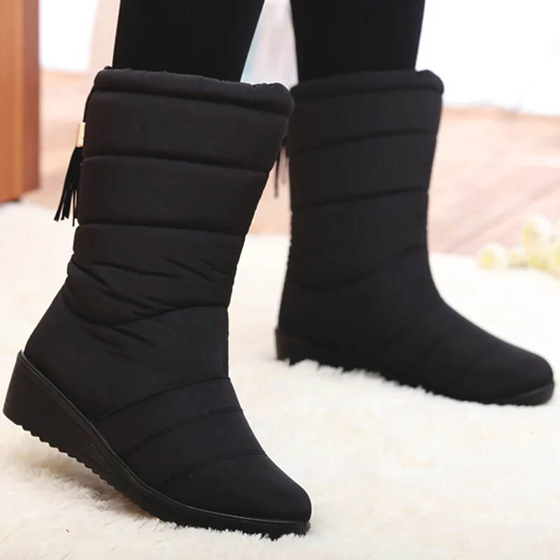 

Snow boots women 2018 new arrival fringe mid-calf boots waterproof elastic-band non-slip short plush fashion boots winter