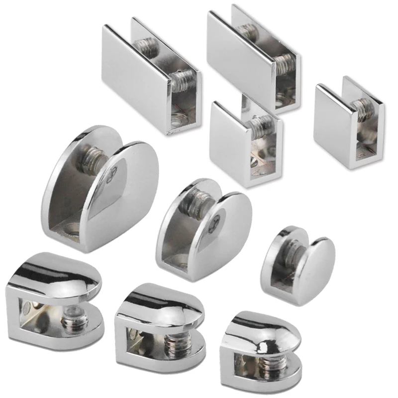 

4Pcs Square Half Round-shape Glass Clamps Plane Zinc Alloy Shelves Support Corner Bracket Clips Furniture Hardware Brackets