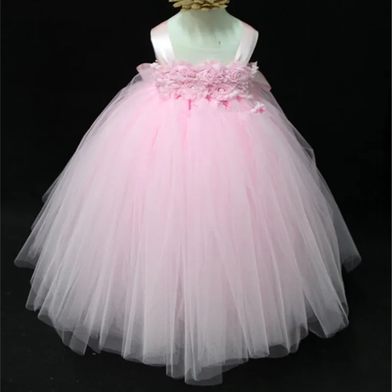 Фиолетовый, белый, розовый Платья принцессы с балетной пачкой Тюль Платья для девочек на свадьбу детская праздничное платье свадебное платье детей бальное платье; Robe FILLE - Цвет: Розовый