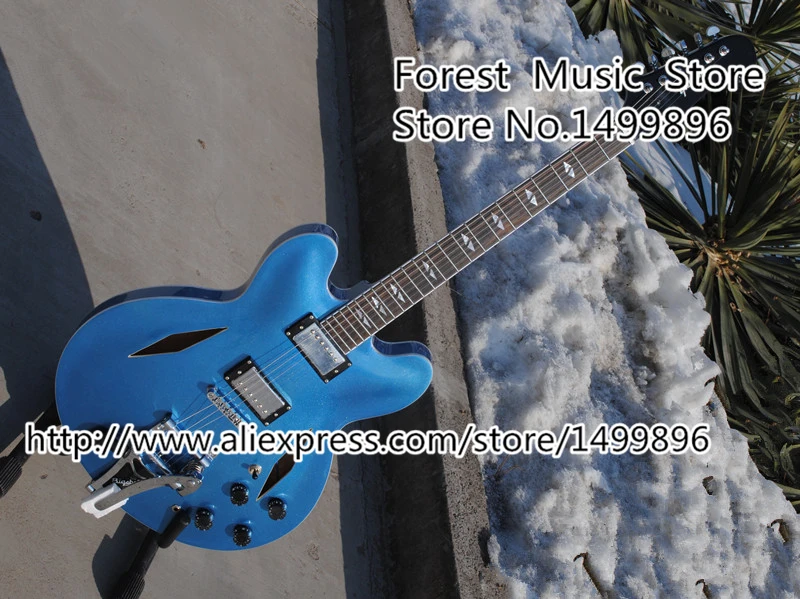 

Top Selling Dave Grohl Signature ES 335 Electric Jazz Guitar With Bigsby Matte Blue Finish Guitarra From China Factory