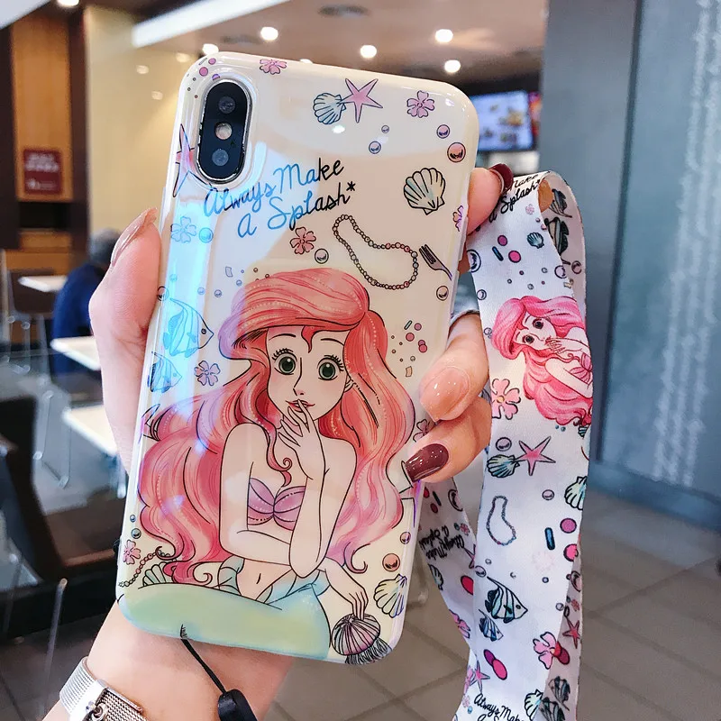 Ариэль принцесса чехол для iPhone XS MAX IMD ТПУ Мягкая задняя крышка XR Русалка/Алиса +