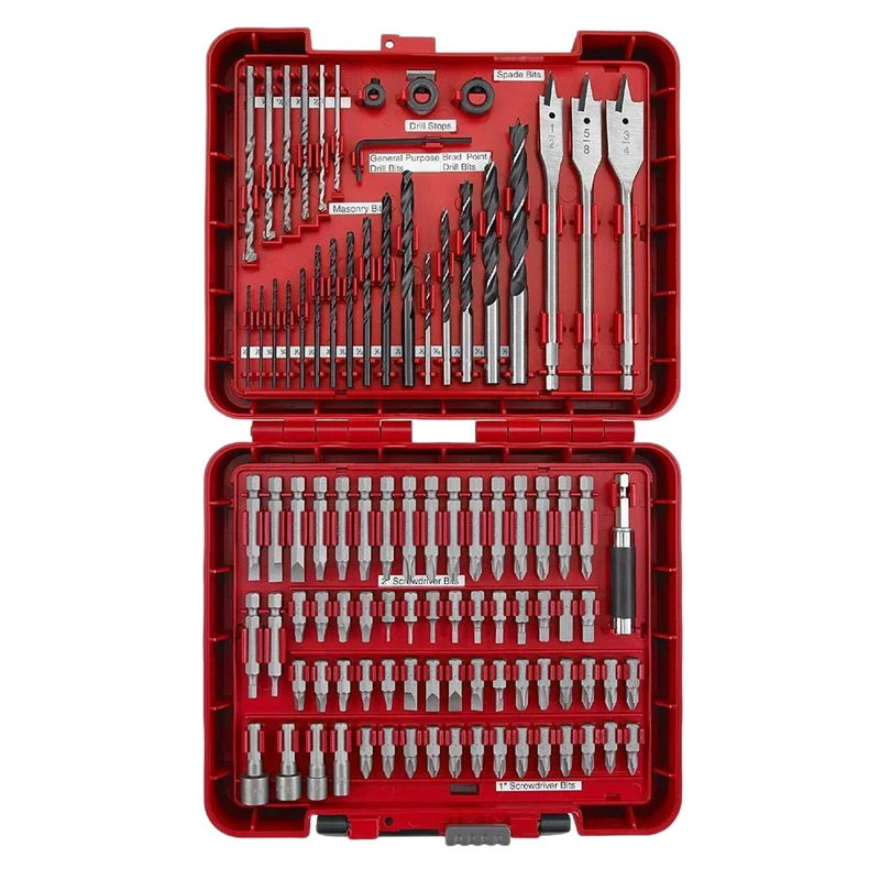 

100-Pc Accessory Kit Set Drill Bit Driver Screw Tools Case