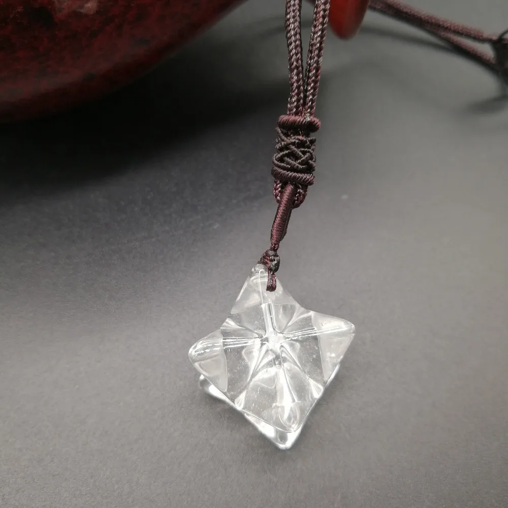 Натуральный камень кварц белый кристалл подвеска Маятник merkaba Подвески чакра подвеска Исцеление с веревкой