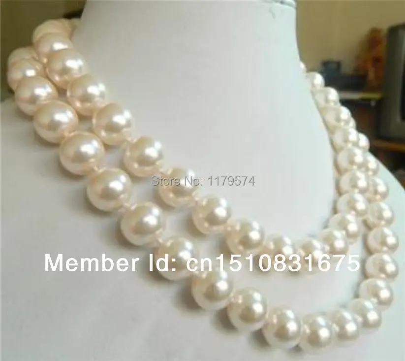 

10mm White Shell Pearl Round Beads Long Necklace Chain Woman Collocation Fashion Jewelry Collocation Wholesale Price 35inch AAA