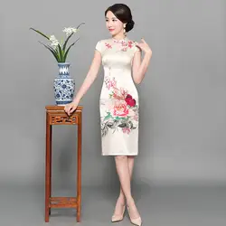 Печатные чистого шелка показать тонкие Cheongsam сувениры Шелковый Cheongsam MS только красивый китайский стиль восстановление древних способов