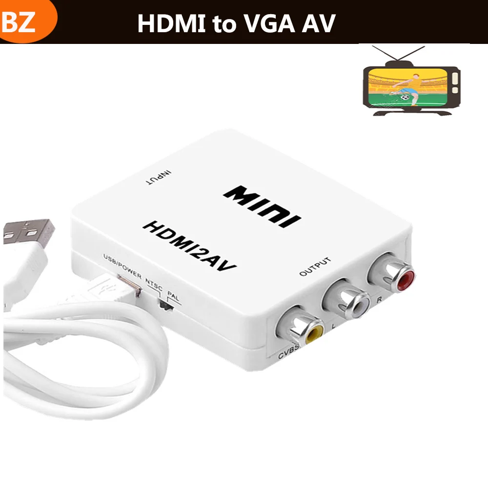 Мини HDMI в VGA AV RCA конвертер композитный адаптер с 3 5 мм аудио кабелем VGA2AV/CVBS + к ПК HDTV