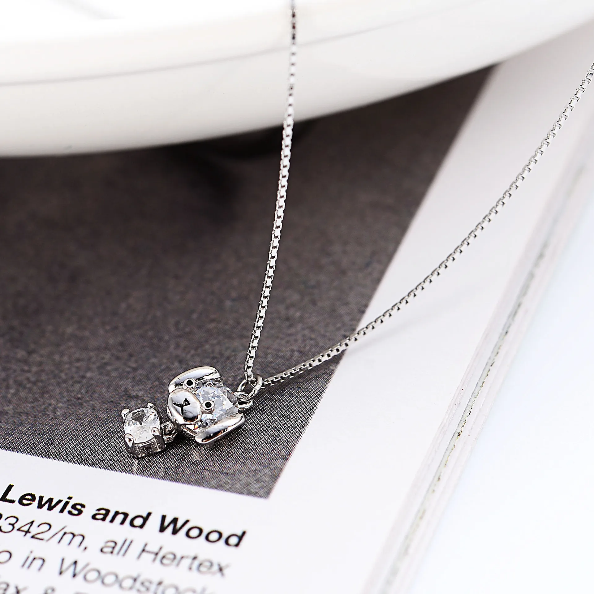 lovely doggy insert CZ necklace woman 100% 925 Sterling silver nacklace Jewellery Clavicle chain pendant charms gift