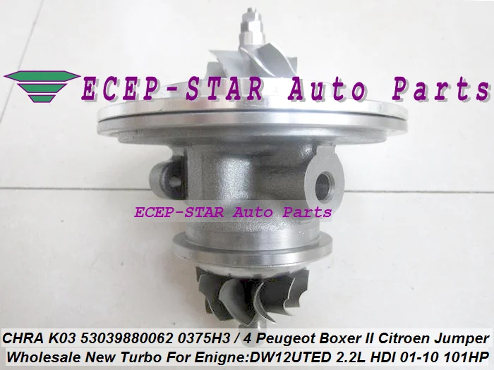 Бесплатная доставка турбокартридж CHRA K03 53039880062 9643350480 0375H3 для Peugeot Boxer Citroen Jumper 2001 10