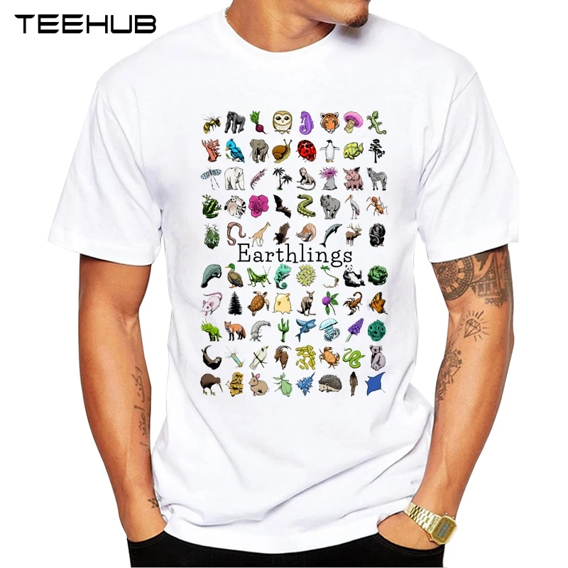 

New Arrivals 2019 TEEHUB Cool Earthlings Design Men's Fashion Animal Printed T-Shirt Short Sleeve O-neck Tops Hipster Tee