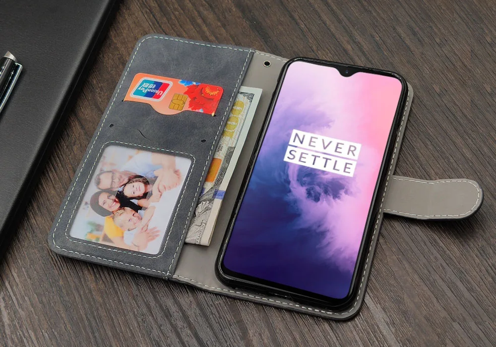 Роскошный винтажный Чехол для OnePlus 7 Чехол Флип кожаный силиконовый чехол-кошелек для OnePlus 7 Pro мягкий TPU с передней картой Solts